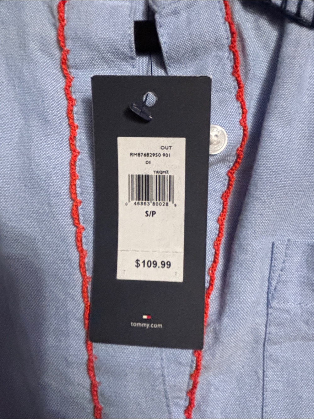 Tommy Hilfiger Light Blue Embroidered Casual Button-Down Dress, small - Picture 8 of 8